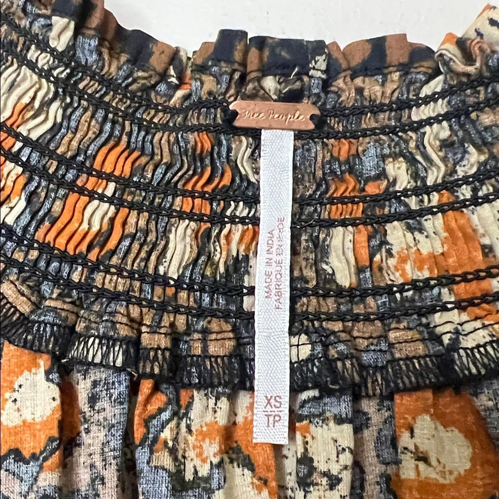 Free People Women’s Willow Print Puff Sleeve 100% Cotton Blouse Size XS
